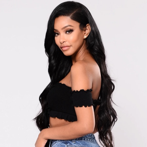 Lehlani Off Shoulder Smock Top - Black - Picture 2 of 7